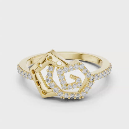 Hexagon Diamond Open Rings | Contemporary Luxury Style
