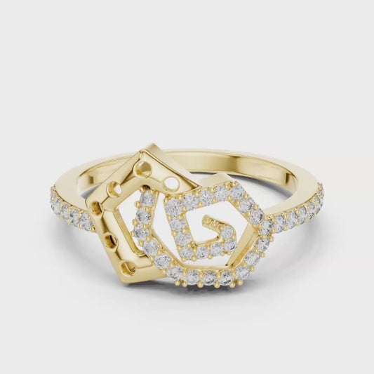 Hexagon Diamond Open Rings | Contemporary Luxury Style