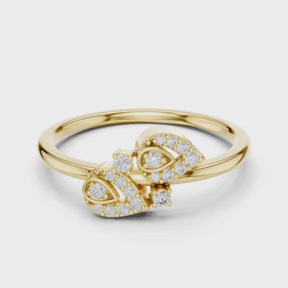 Pear Cut Open Wrap Diamond Rings | Elegant White Gold Style