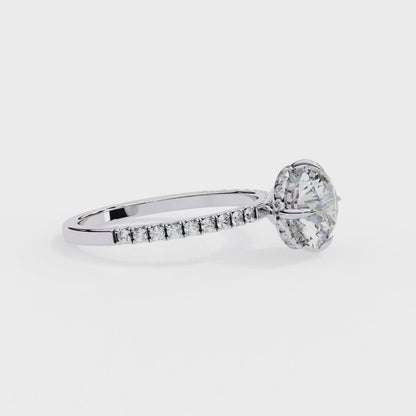 Luxe Round Solitaire Ring In White Gold