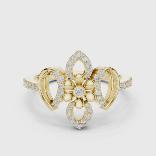 Floral Diamond Open Ring | Elegant Luxury Flower Style