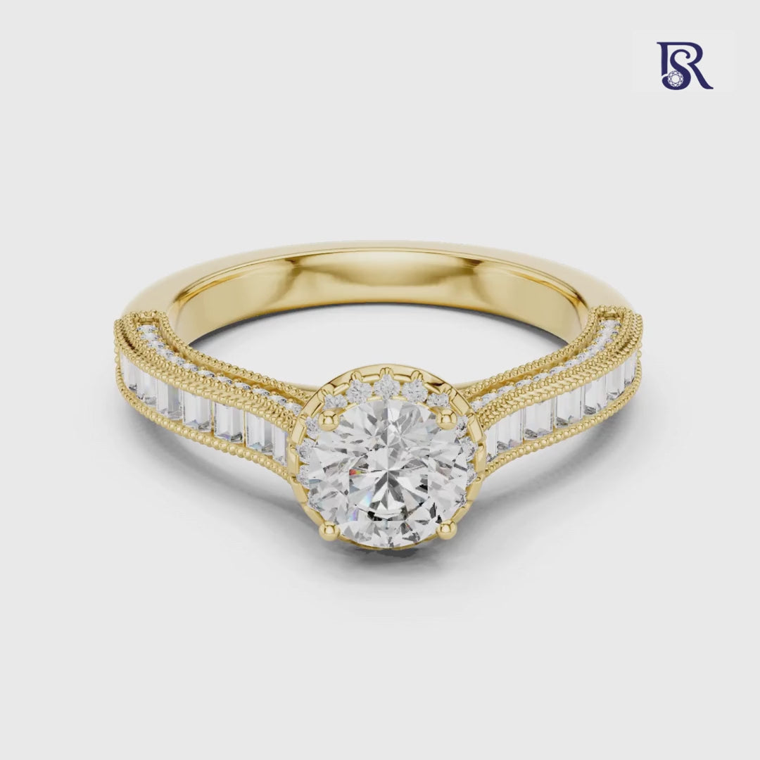 Round cut diamond ring video
Round diamond ring with baguette sides video
Round diamond baguette band ring video
Round center diamond ring video
Round diamond ring side baguette video
Round diamond ring close up video
Baguette side diamond ring video
Designer round diamond ring video
Round diamond ring studio video
Diamond ring product video