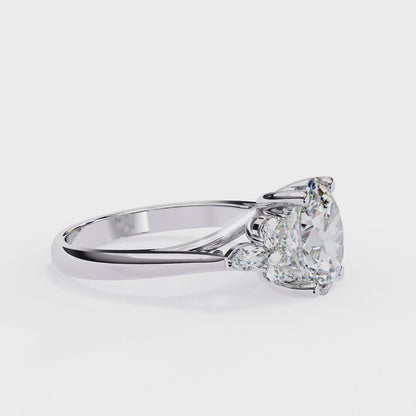 Trinity Oval Blossom Ring In White Gold