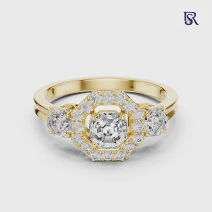 Octagon shape center diamond ring front view
Center diamond ring with halo and side stones
Octagon center diamond ring close view
Center diamond ring detailed halo setting
Center diamond ring plain background
Center diamond ring fine prong detail
Center diamond ring studio style view
Center diamond ring top angle look
Center diamond ring classic jewellery style
Center diamond ring elegant design