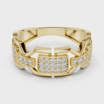 Luxury Diamond Geometric Band Ring | Modern Statement Style