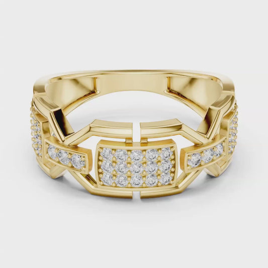 Luxury Diamond Geometric Band Ring | Modern Statement Style