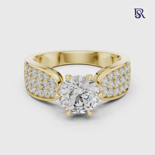 Round cut diamond ring video
Round diamond ring with pave sides video
Pave diamond band ring video
Round center diamond ring video
Round diamond ring close up video
Pave side diamond ring video
Round diamond ring wide band video
Designer round diamond ring video
Round diamond ring studio video
Diamond ring product video