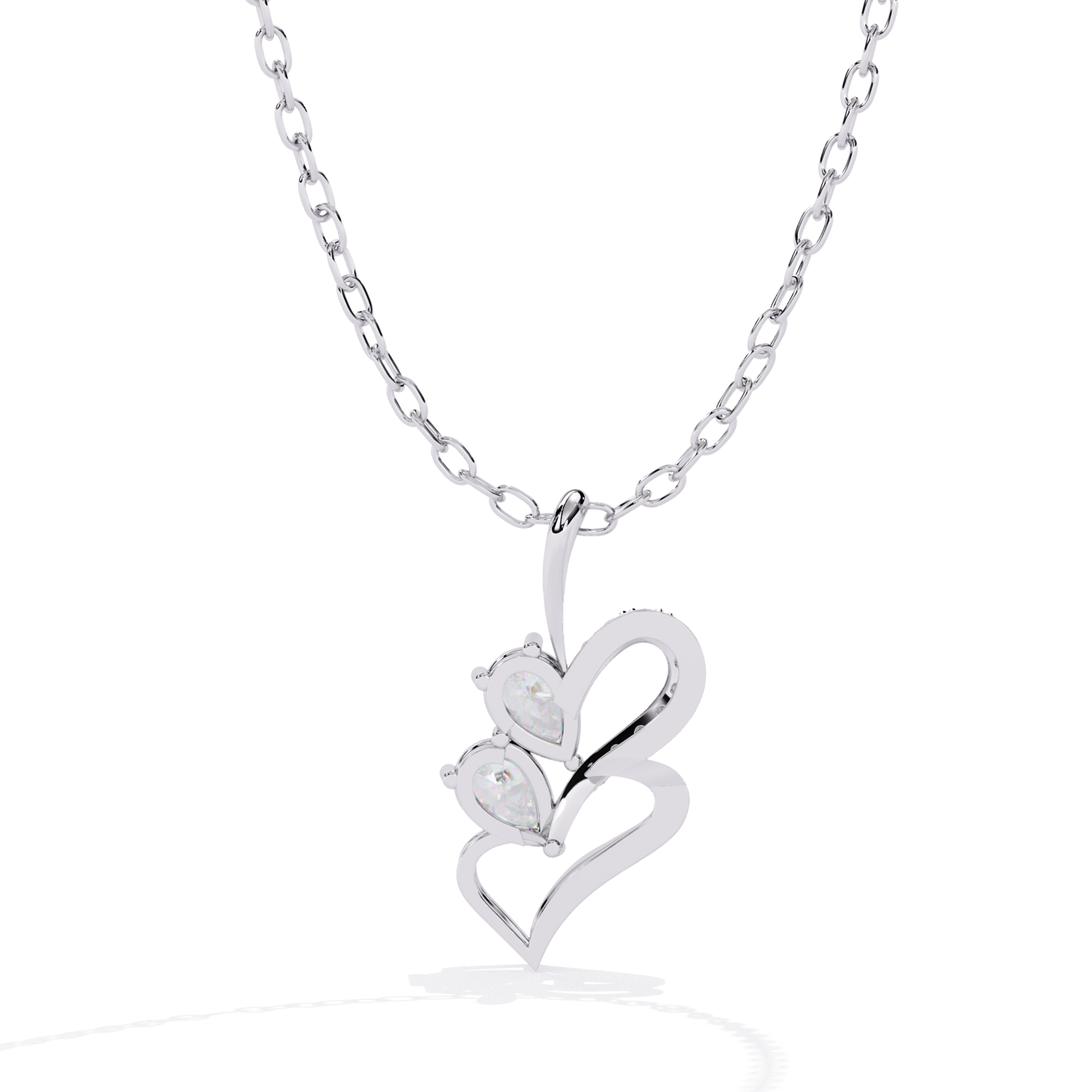 open heart diamond pendant with multistone in silver 