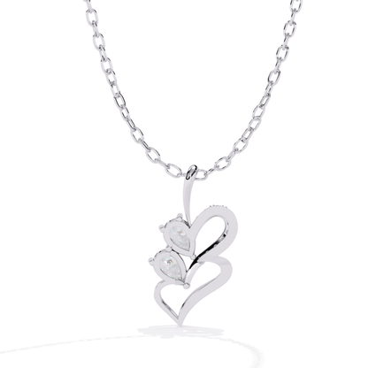 open heart diamond pendant with multistone in silver 