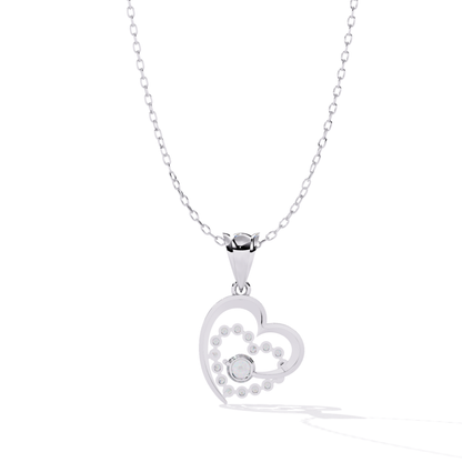 back view of round diamond pendant in white gold