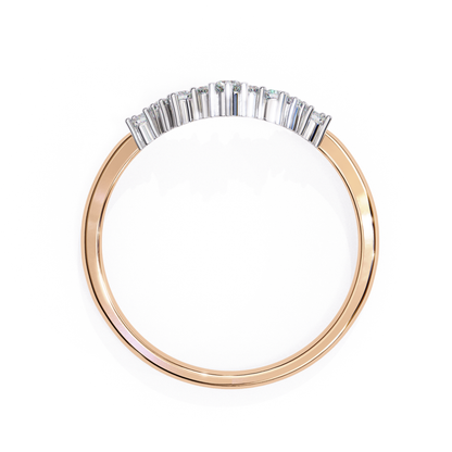 Rose gold contour diamond wedding band profile