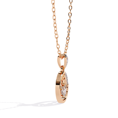 rose gold diamond pendant in love and round design 