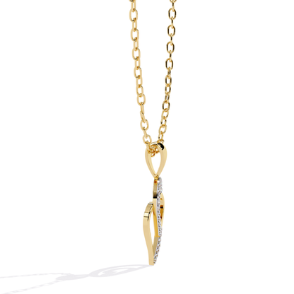 side view of yellow gold diamond pendant