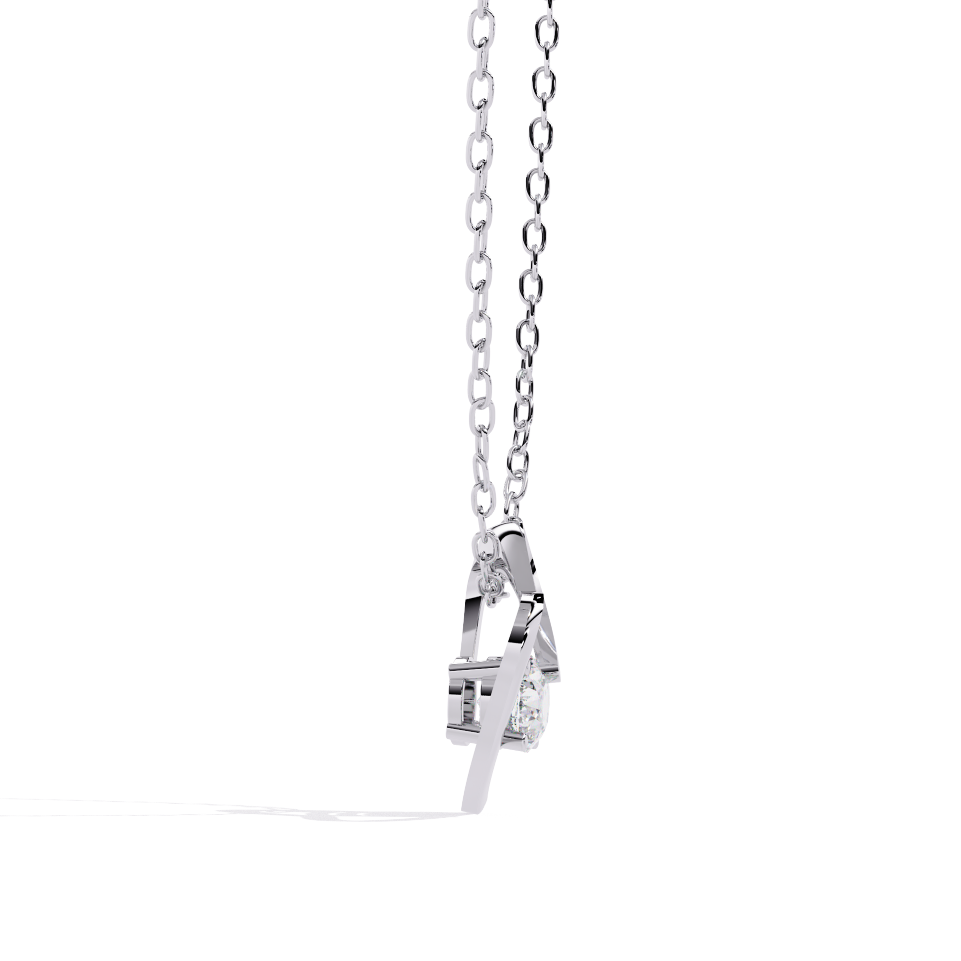 Silver necklace with a unique pendant on a white background