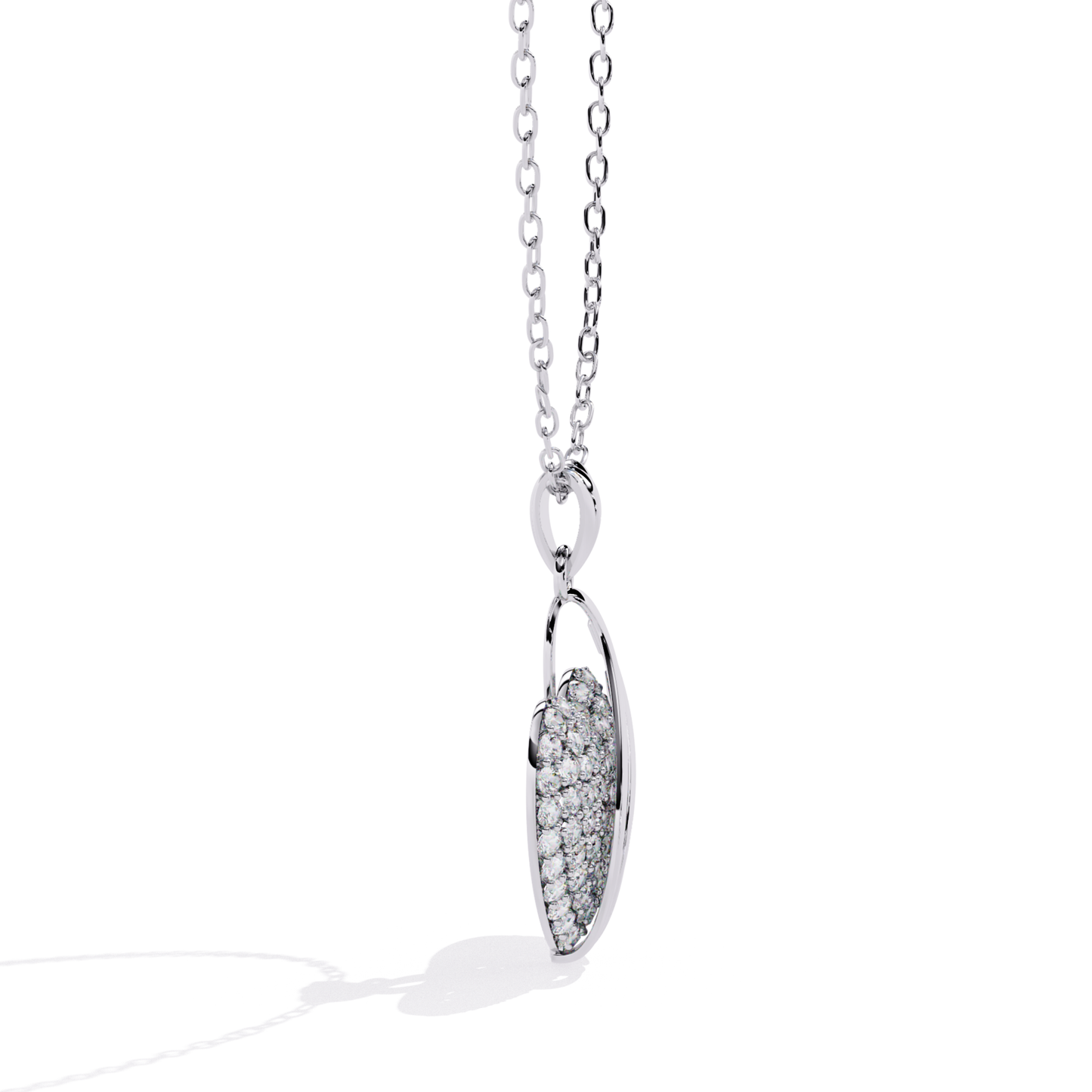 white gold round diamond pendant silver metal  