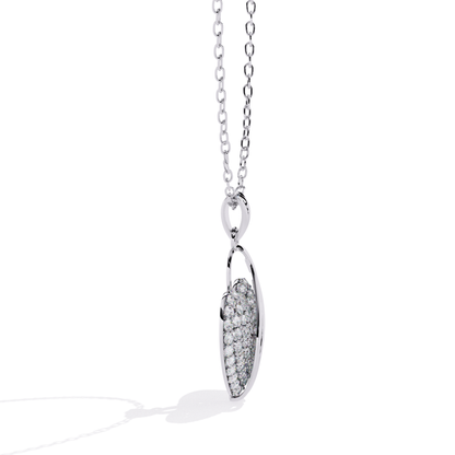 white gold round diamond pendant silver metal  