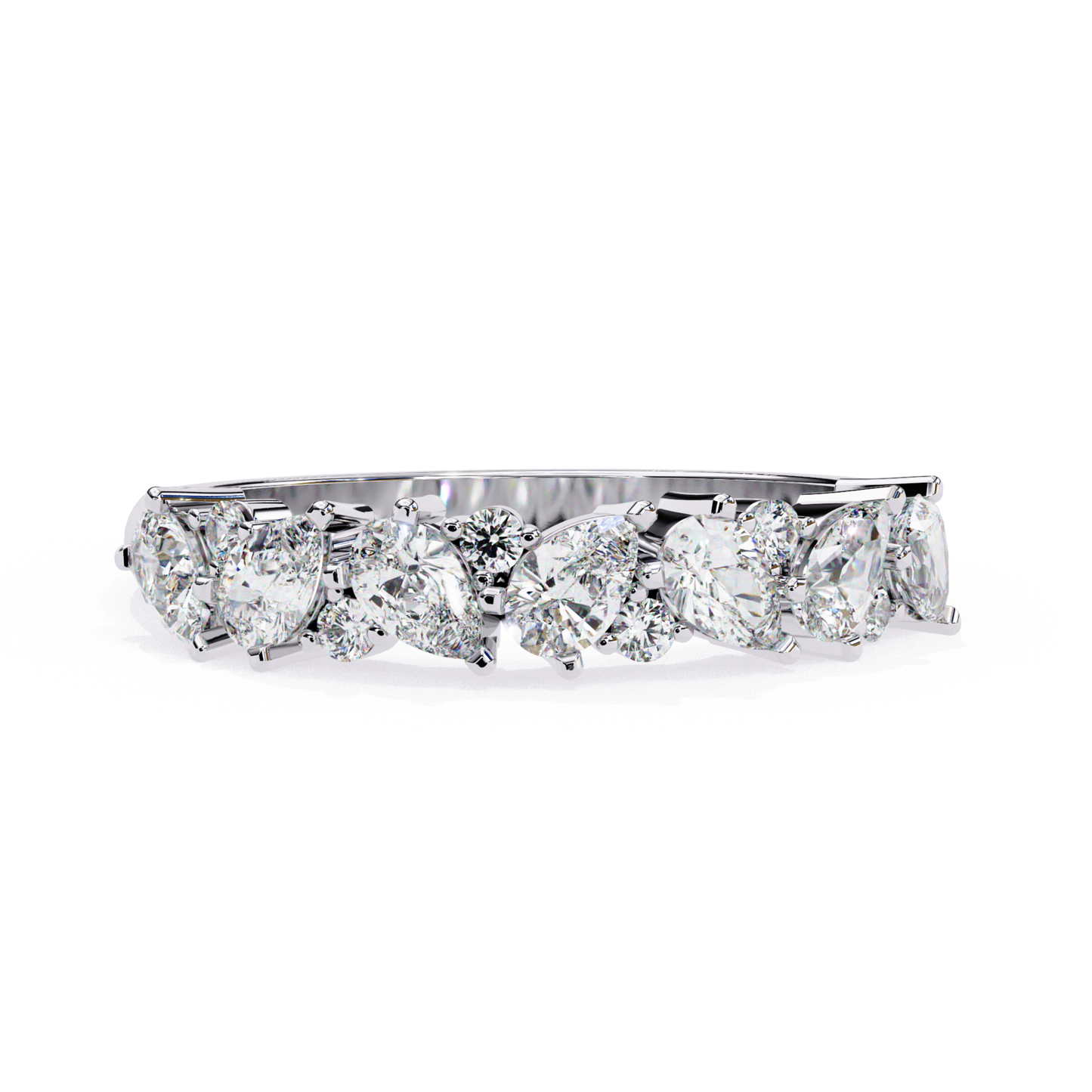 Diamond ring with pear-shaped and round diamond