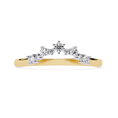 Yellow gold diamond wedding band prong setting front
yellow gold contour diamond wedding band profile